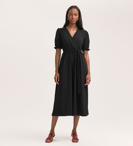 Everleigh Black Crepe Midi Dress