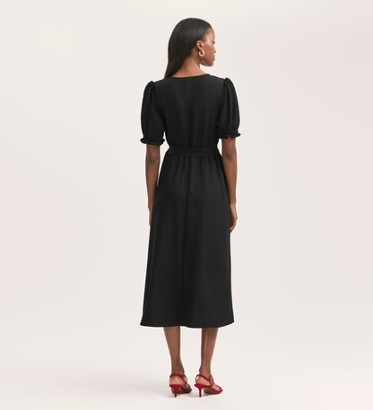 Everleigh Black Crepe Midi Dress