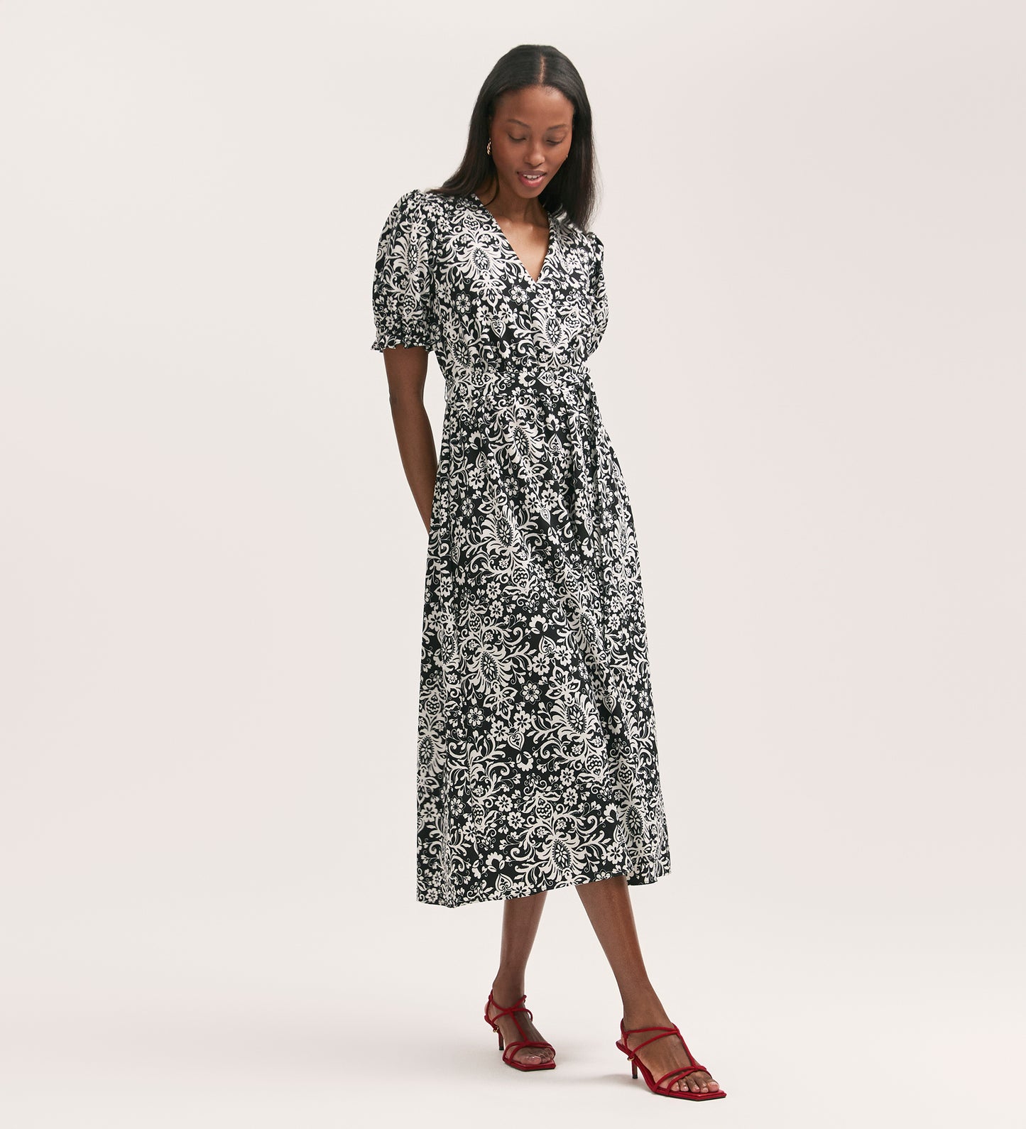 Everleigh Black Paisley Crepe Midi Dress