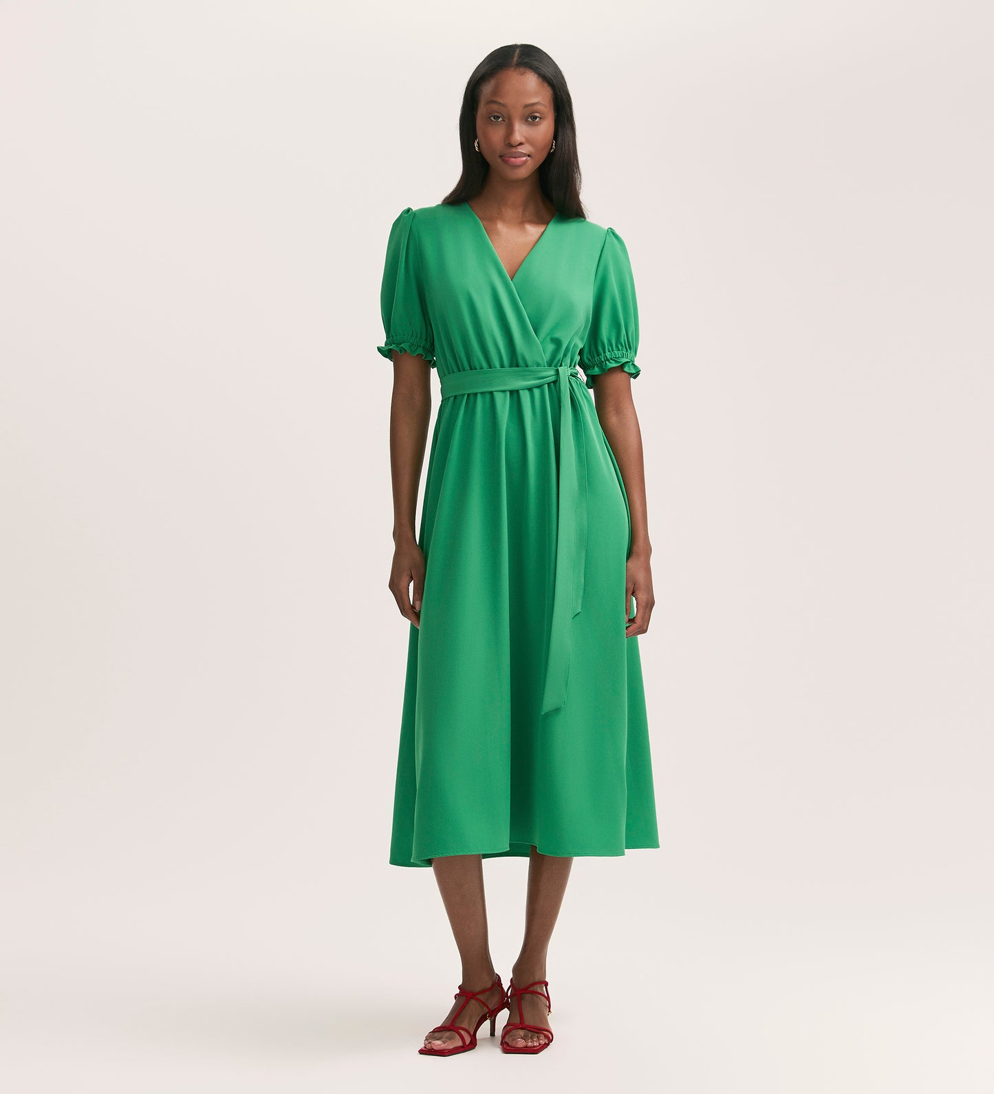 Everleigh Green Crepe Midi Dress