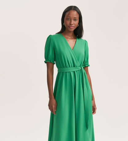 Everleigh Green Crepe Midi Dress