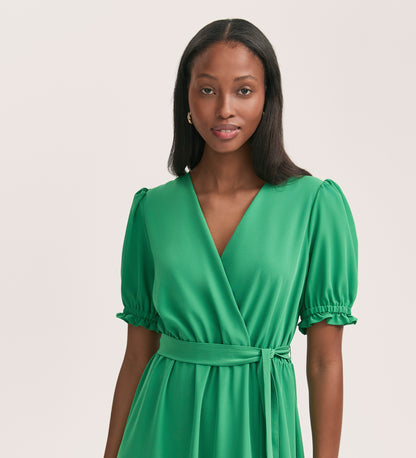 Everleigh Green Crepe Midi Dress