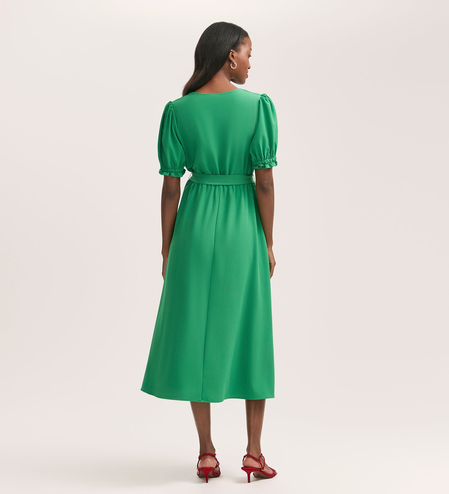 Everleigh Green Crepe Midi Dress