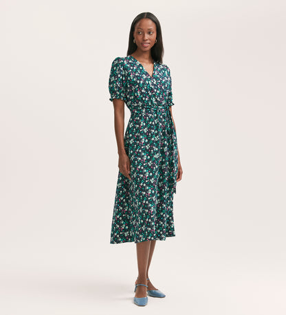 Everleigh Navy Flower Crepe Midi Dress