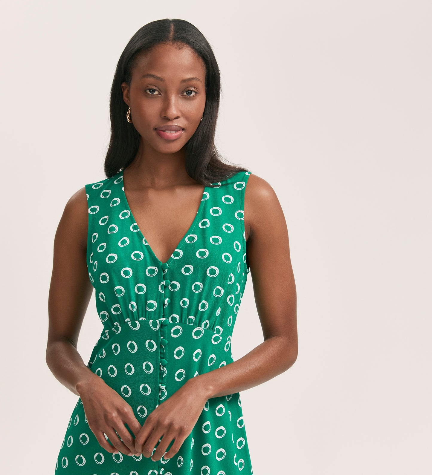 Flora Green Polka Dot Midi Dress