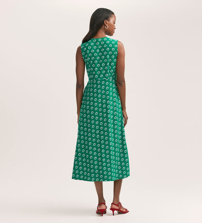 Flora Green Polka Dot Midi Dress