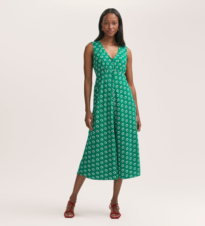 Flora Green Polka Dot Midi Dress