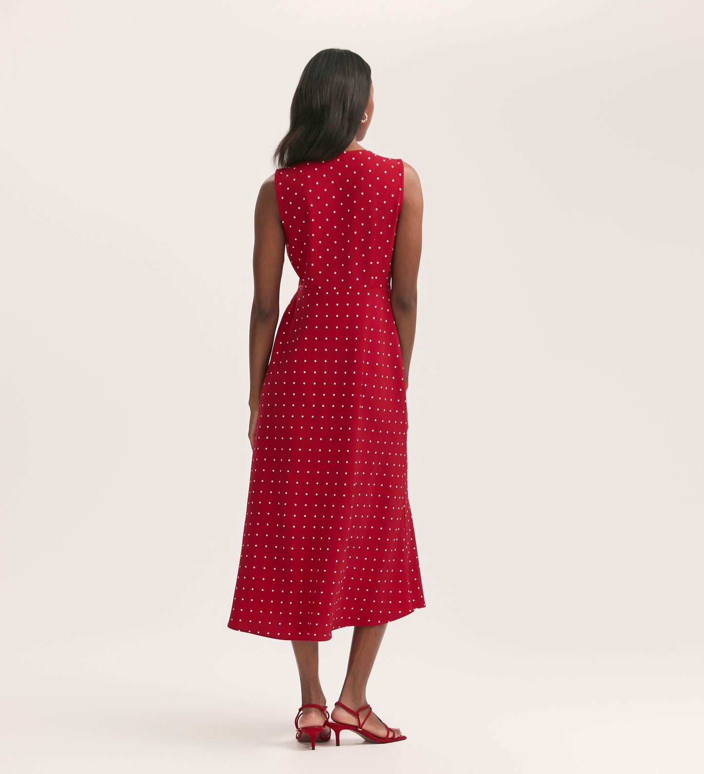 Flora Red Polka Dot Midi Dress