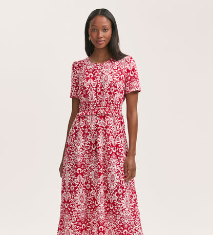 Irini Red Paisley Crepe Midi Dress