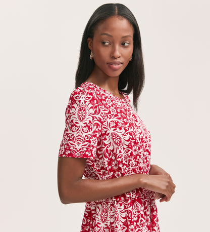 Irini Red Paisley Crepe Midi Dress