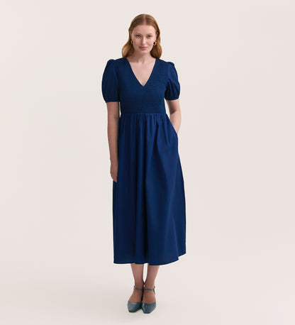 Jamilla Indigo Cotton Midi Dress