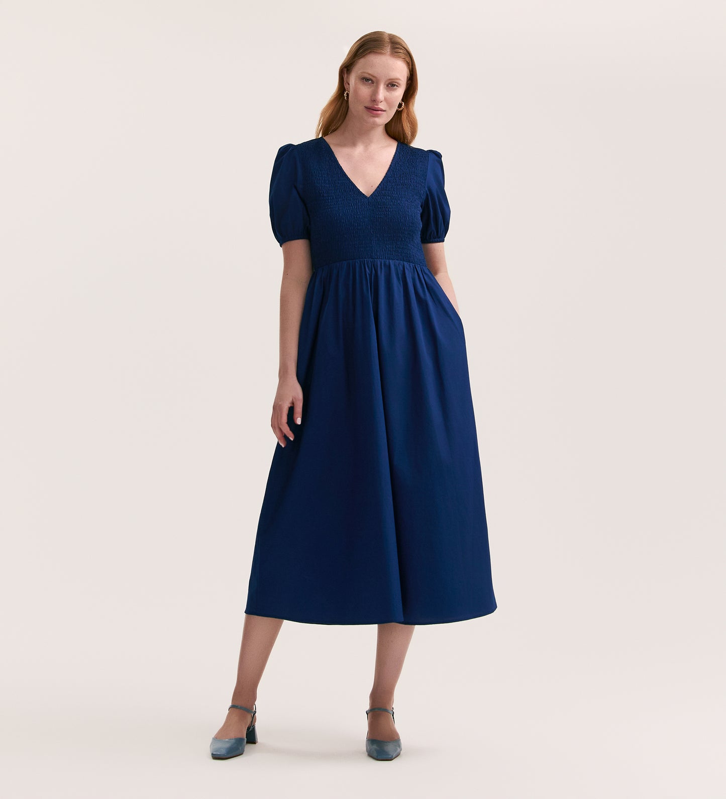 Jamilla Indigo Cotton Midi Dress