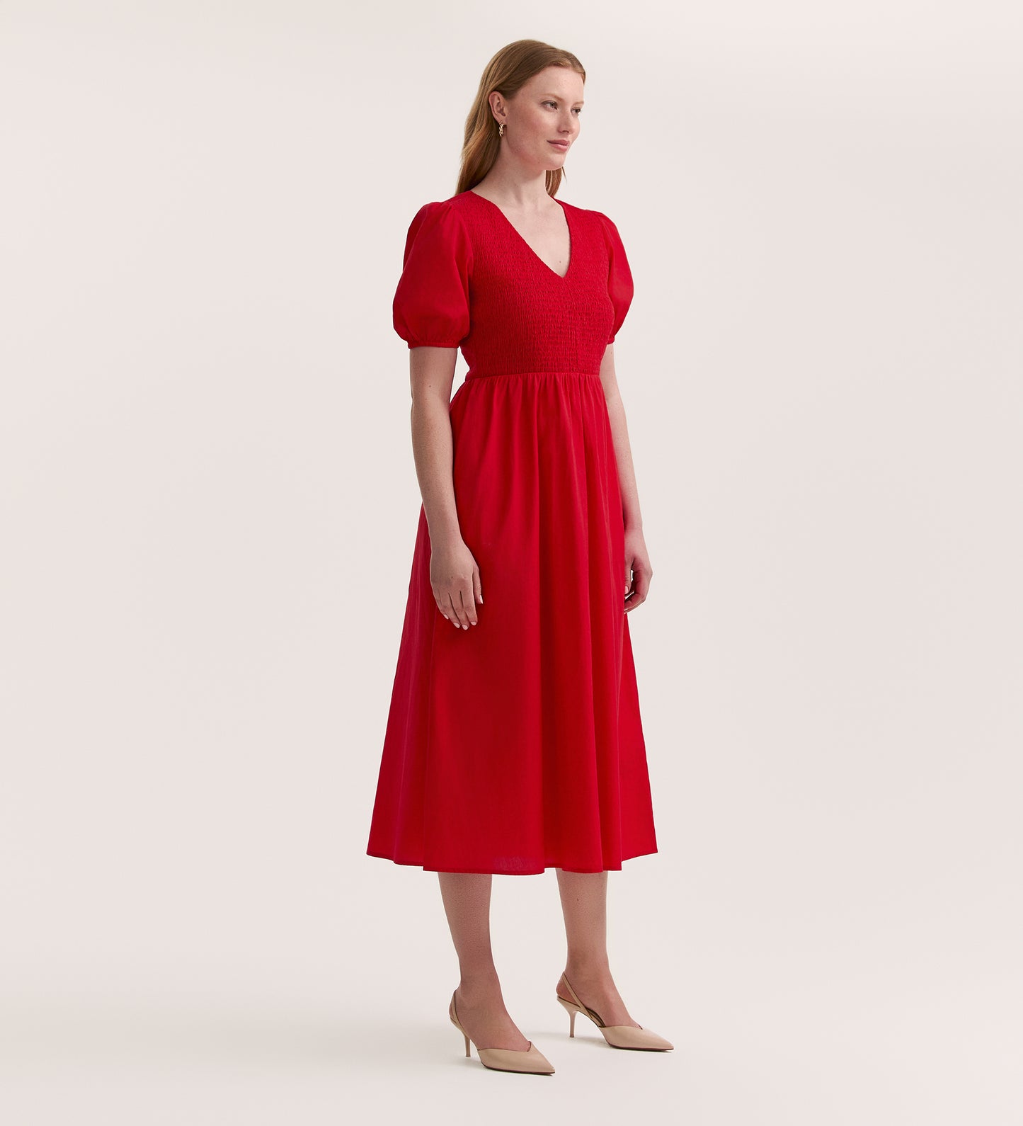 Jamilla Red Cotton Midi Dress