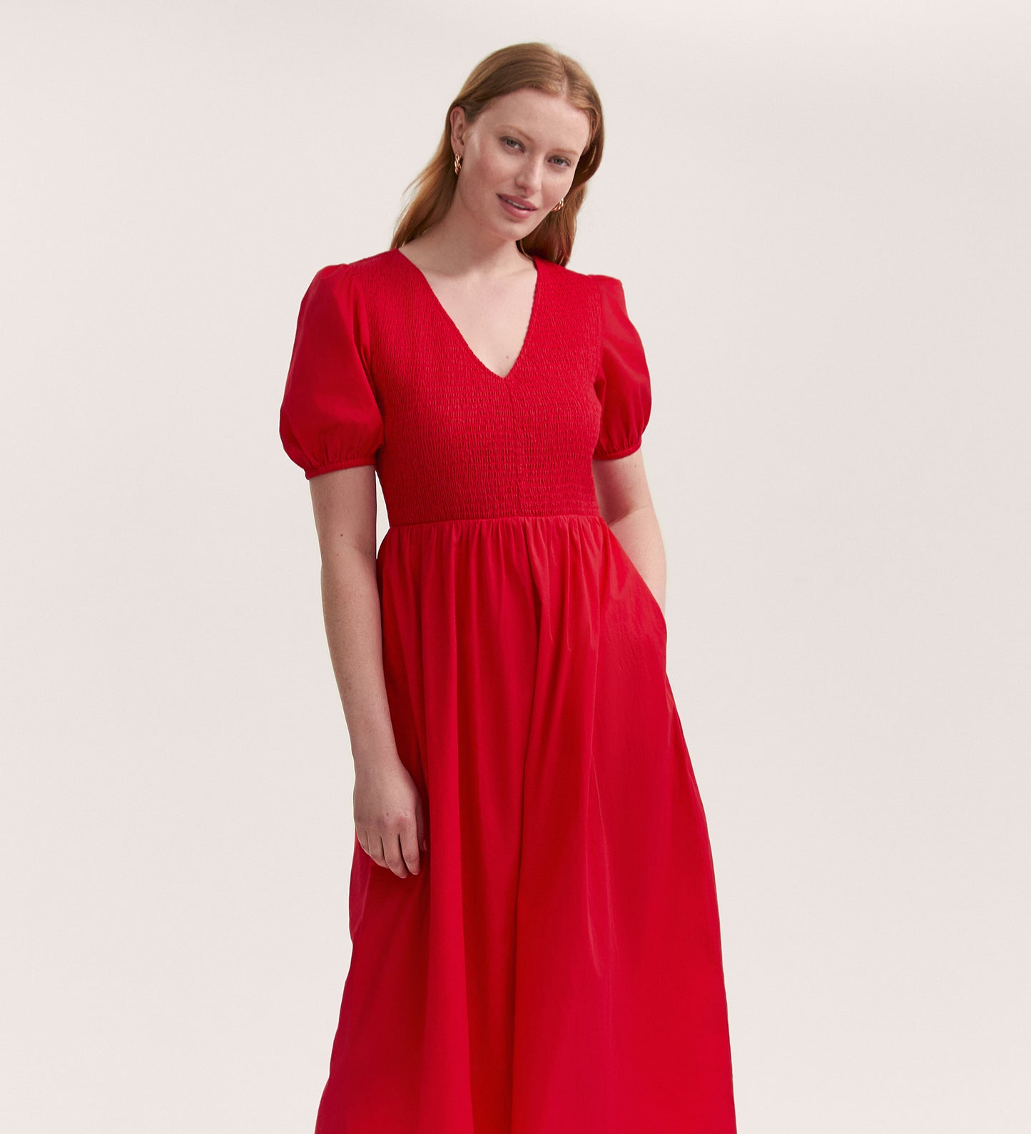 Jamilla Red Cotton Midi Dress