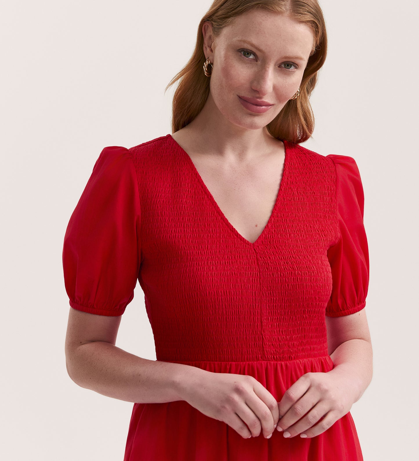 Jamilla Red Cotton Midi Dress