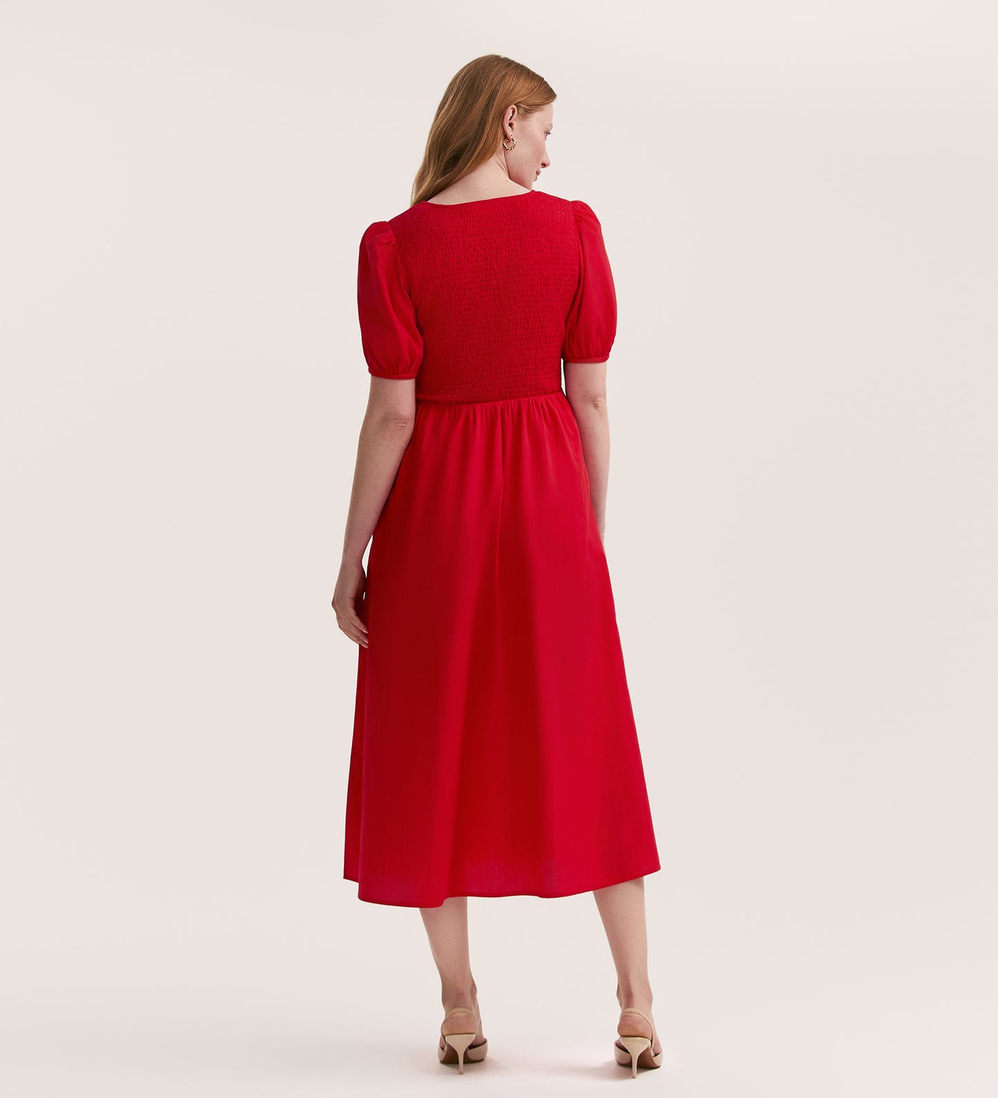 Jamilla Red Cotton Midi Dress