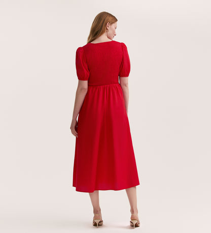 Jamilla Red Cotton Midi Dress