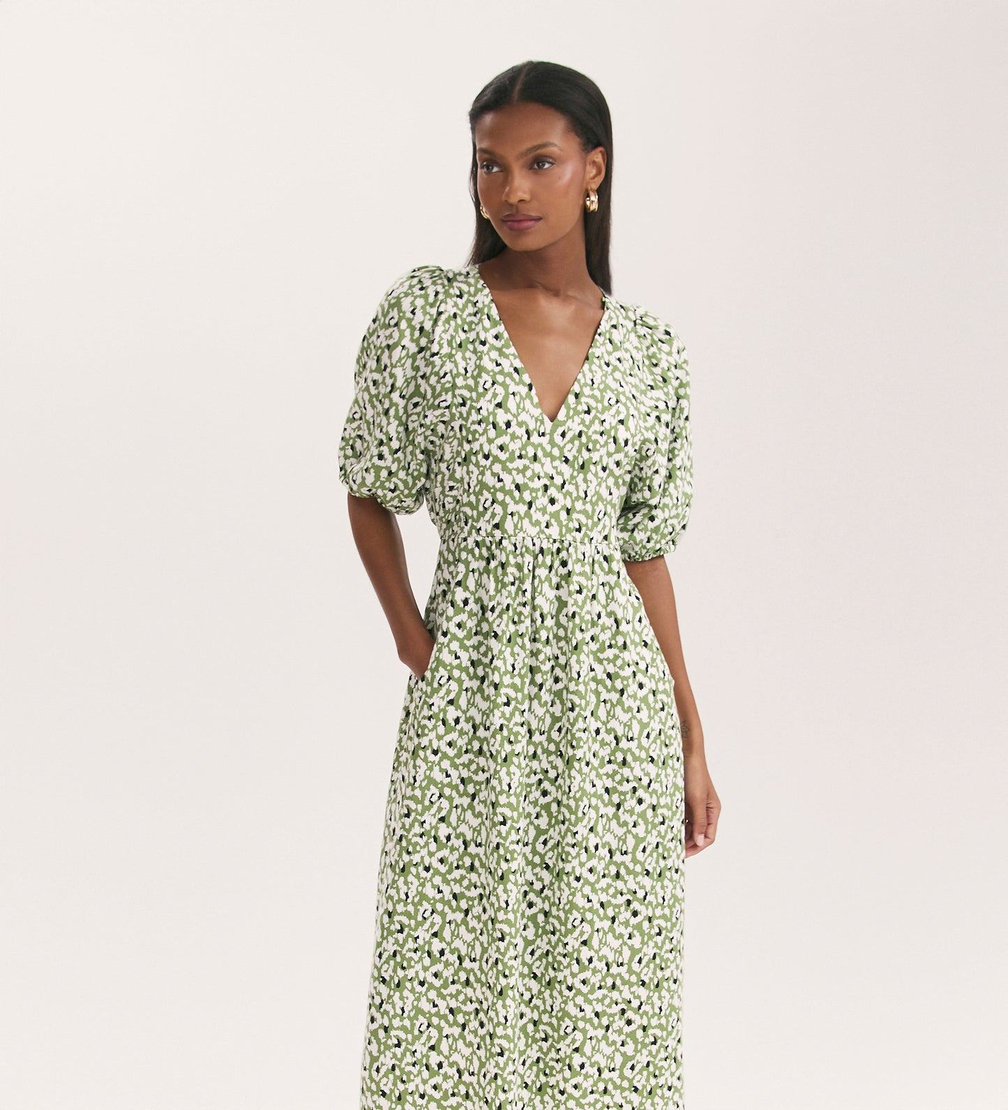 Katie Green Animal Midi Smock Dress