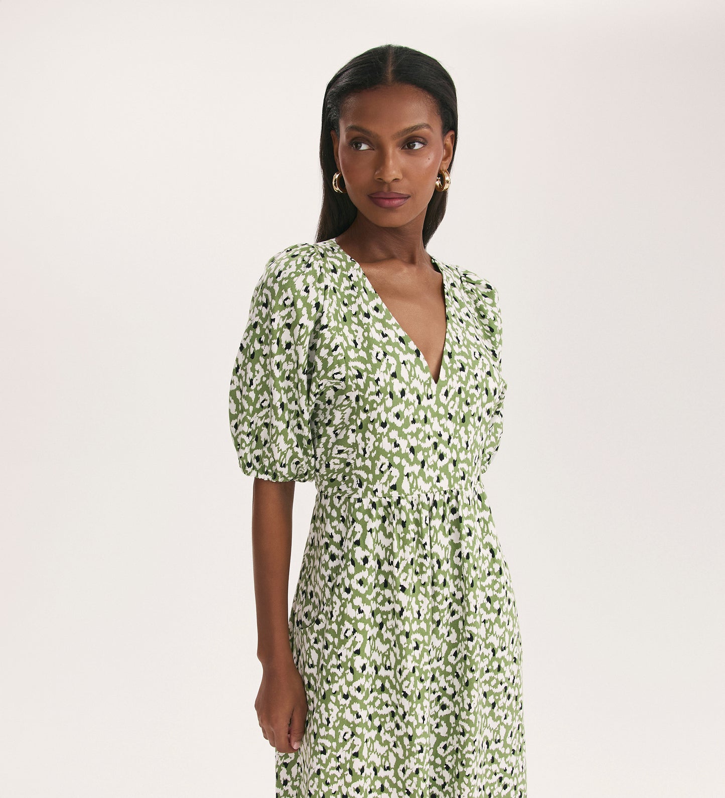 Katie Green Animal Midi Smock Dress