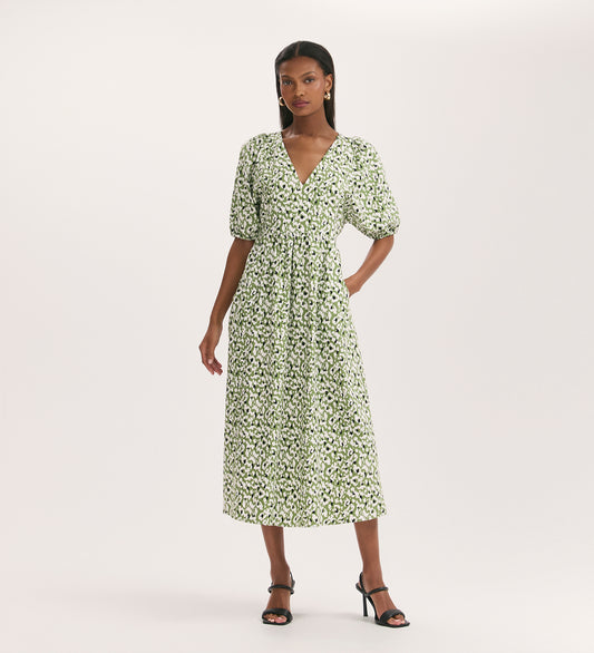 Katie Green Animal Midi Smock Dress