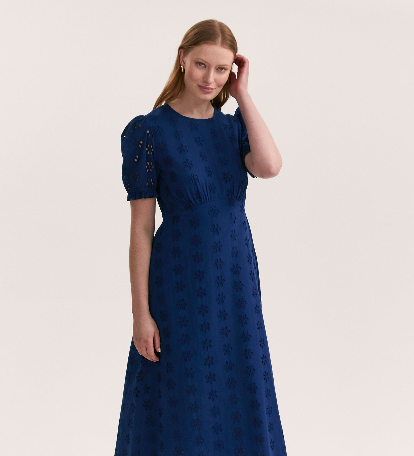 Mela Indigo Cotton Midi Tea Dress