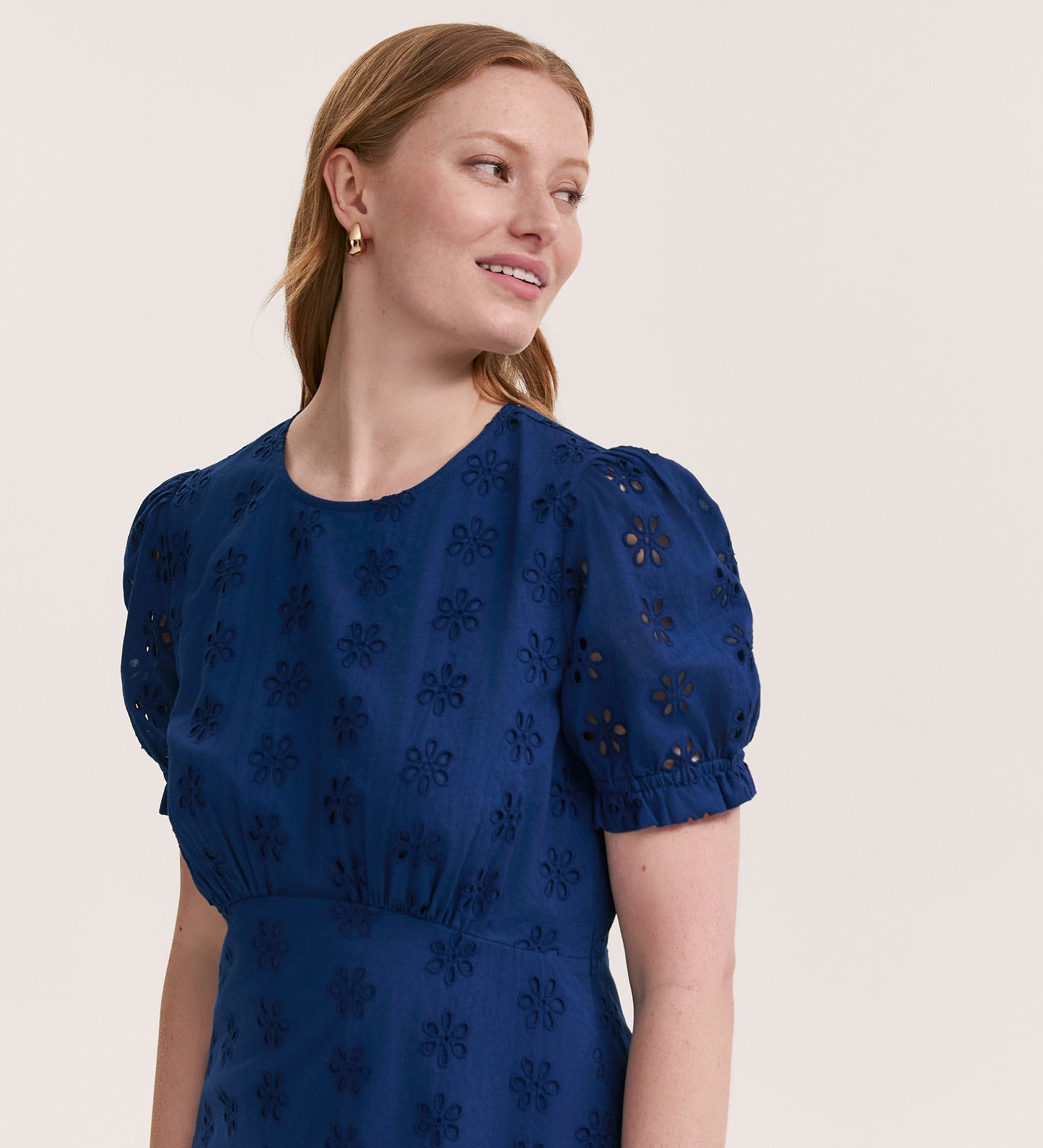 Mela Indigo Cotton Midi Tea Dress