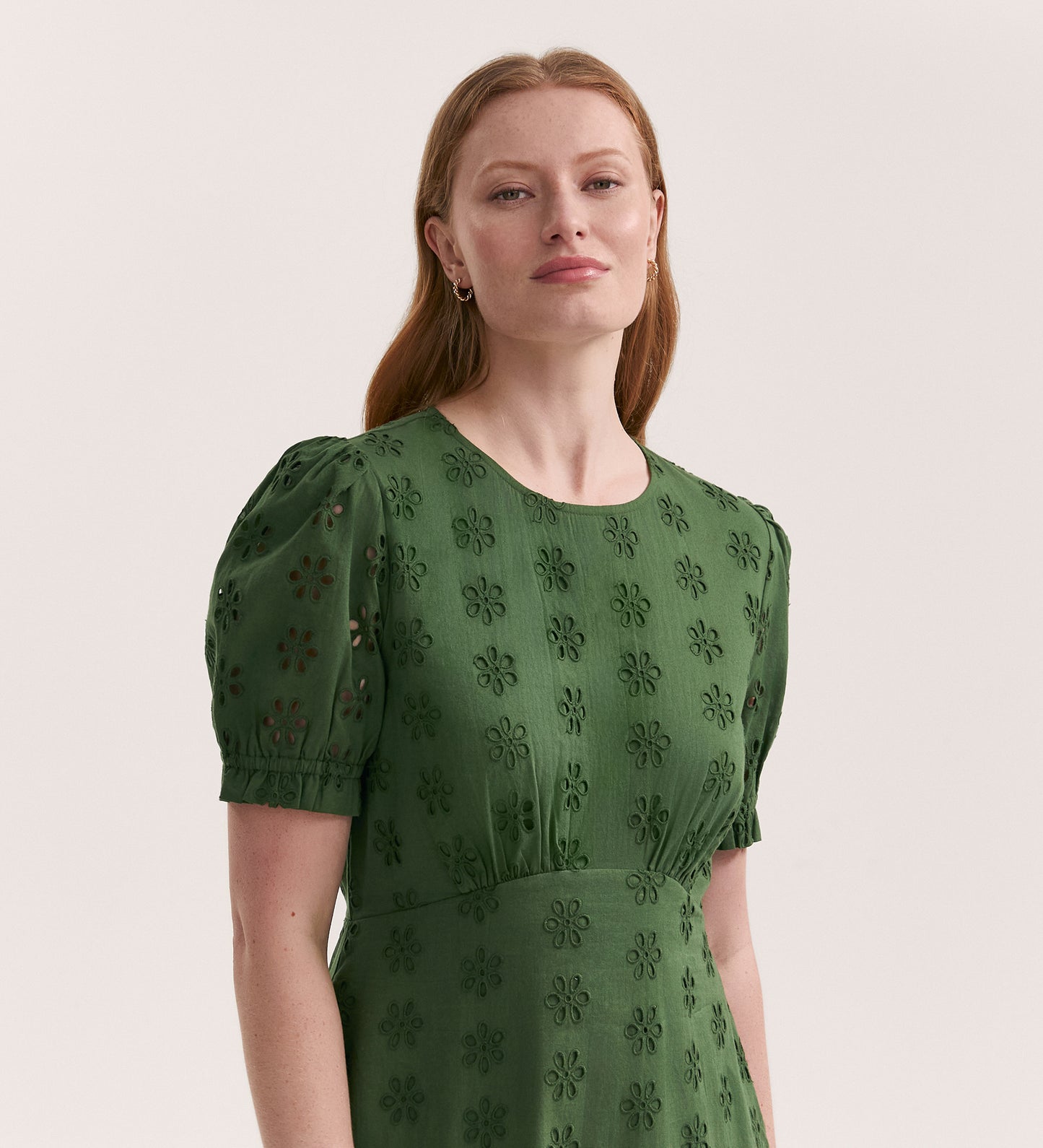 Mela Khaki Cotton Midi Tea Dress