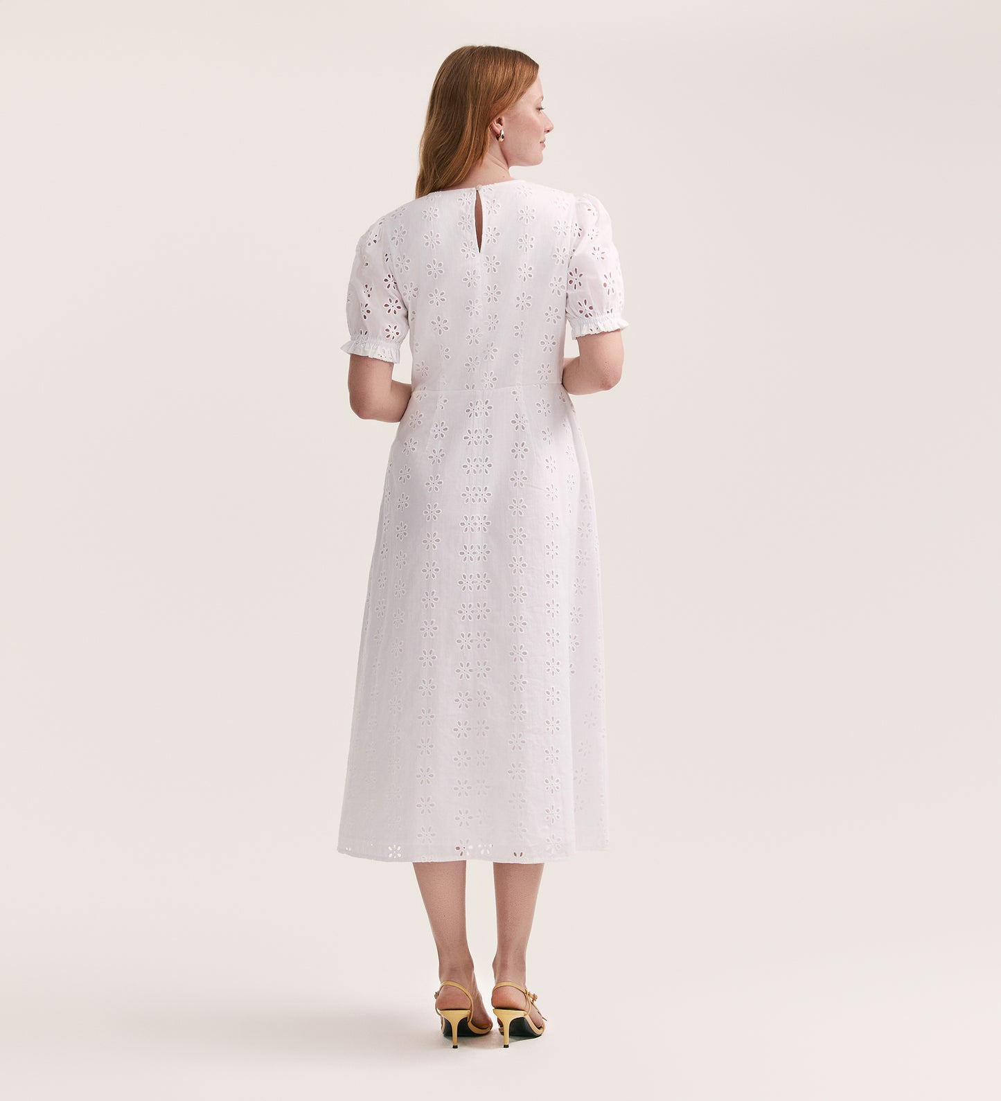 Mela White Cotton Midi Tea Dress