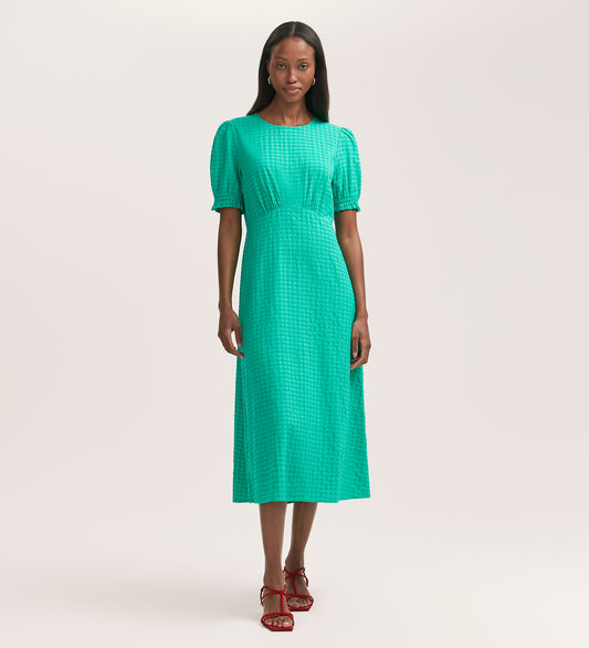 Mela Green Gingham Seersucker Midi Dress