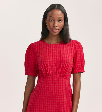 Mela Red Seersucker Midi Dress