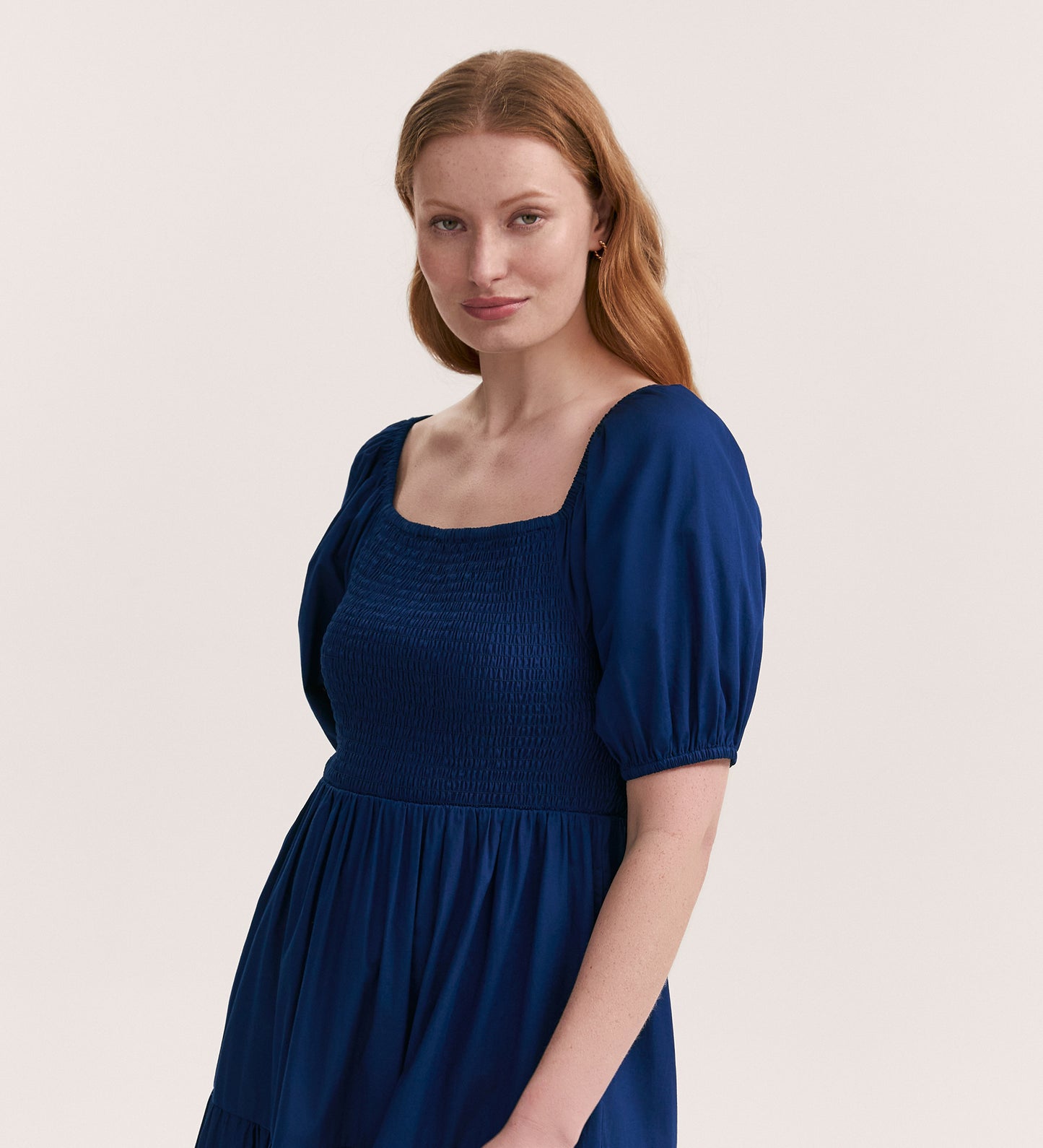 Melody Indigo Cotton Midi Tiered Dress