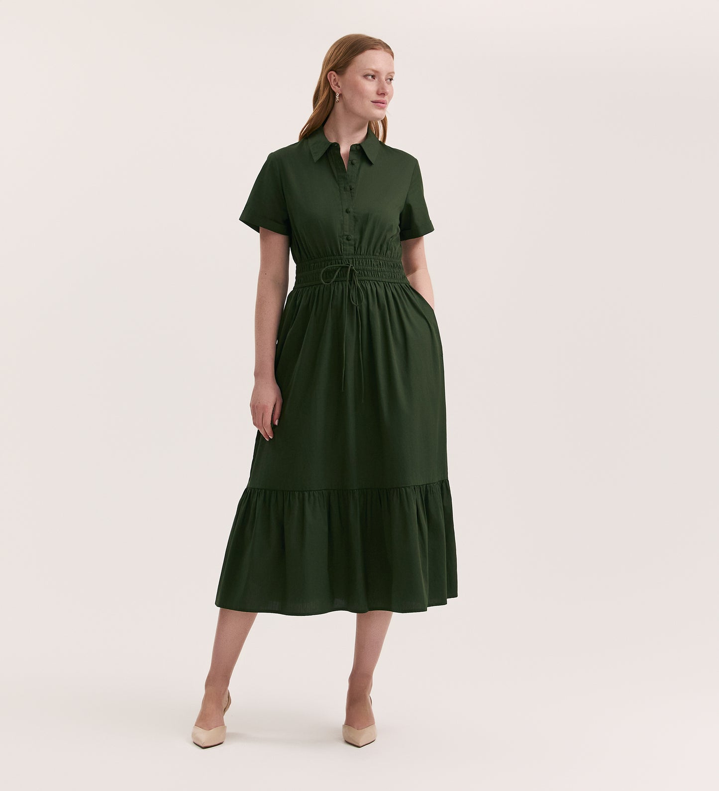 Penny Dark Khaki Midi Dress