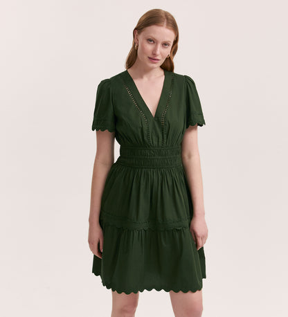 Reece Dark Khaki Knee Length Dress