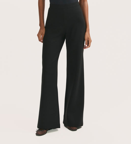 Reyna Black Ponte Jersey Wide Leg Trousers