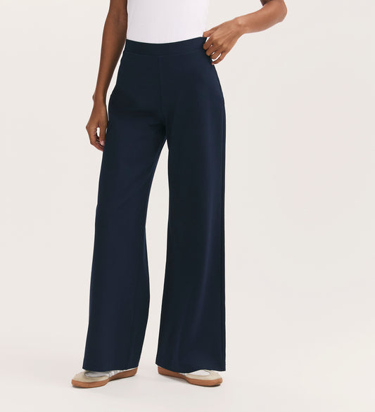 Reyna Navy Ponte Wide Leg Trousers