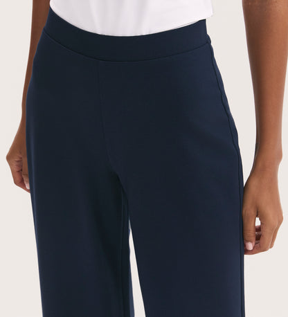 Reyna Navy Ponte Jersey Wide Leg Trouser