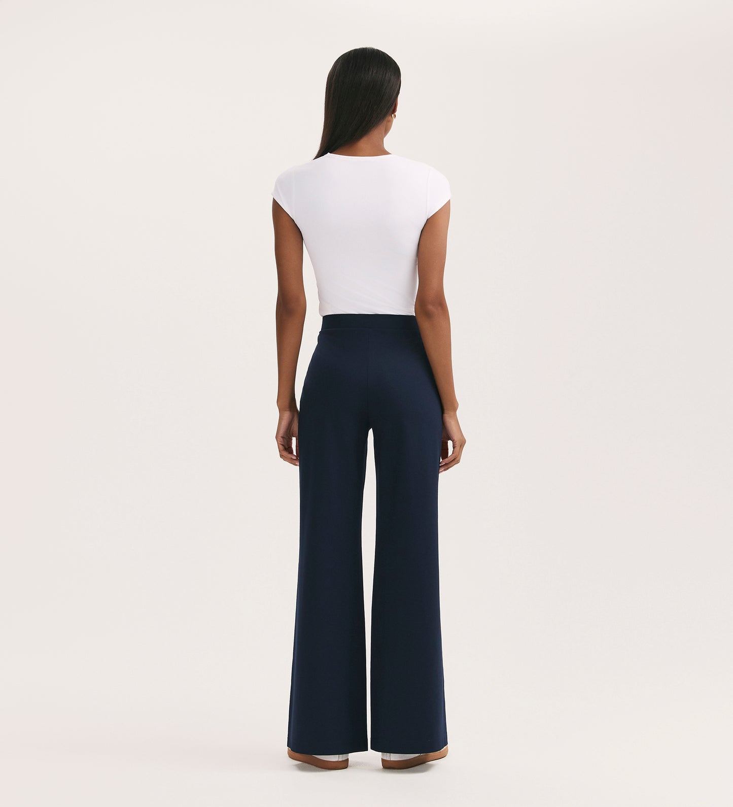 Reyna Navy Ponte Jersey Wide Leg Trouser