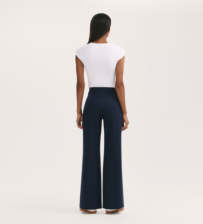 Reyna Navy Ponte Jersey Wide Leg Trouser