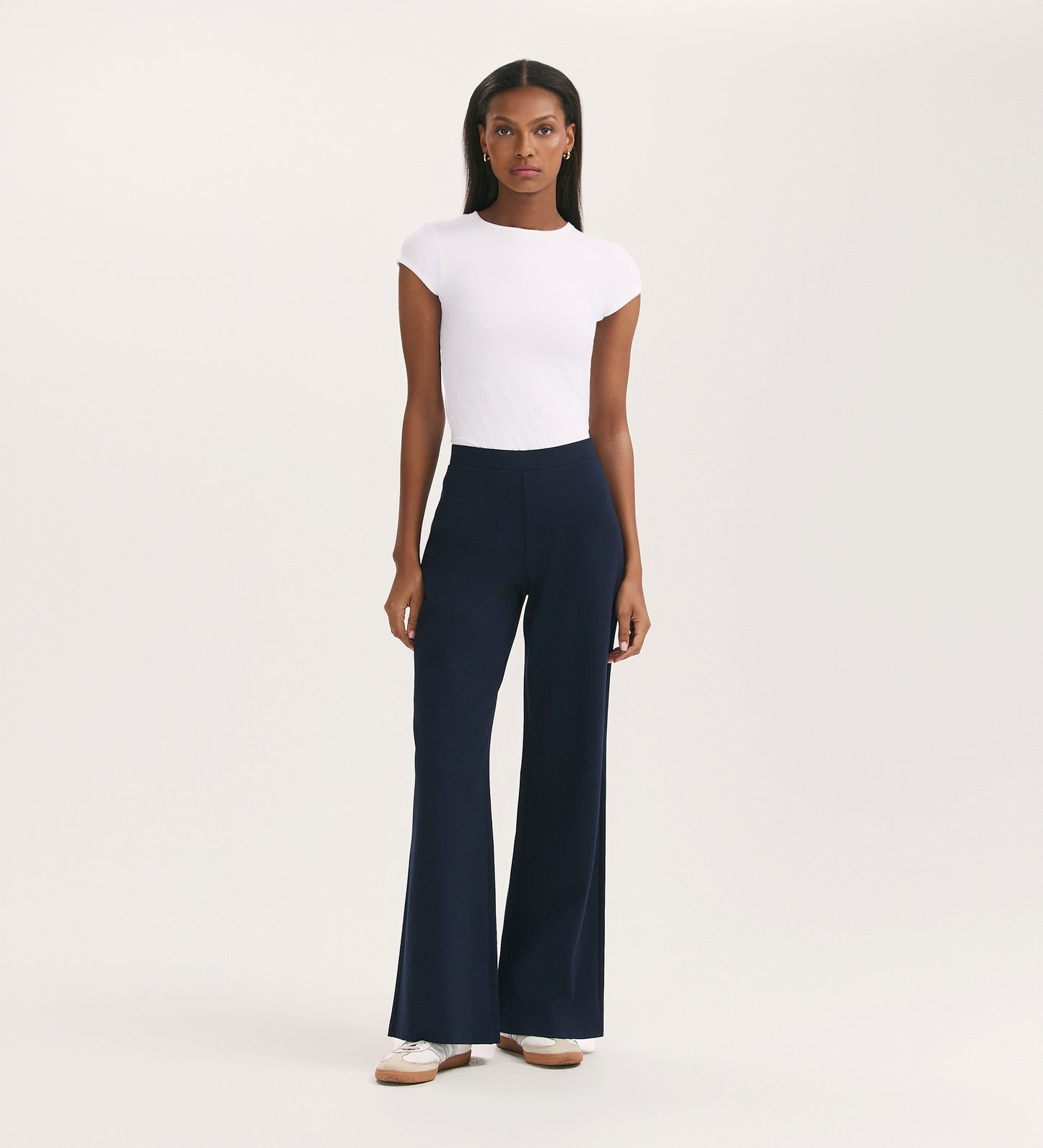 Reyna Navy Ponte Jersey Wide Leg Trouser