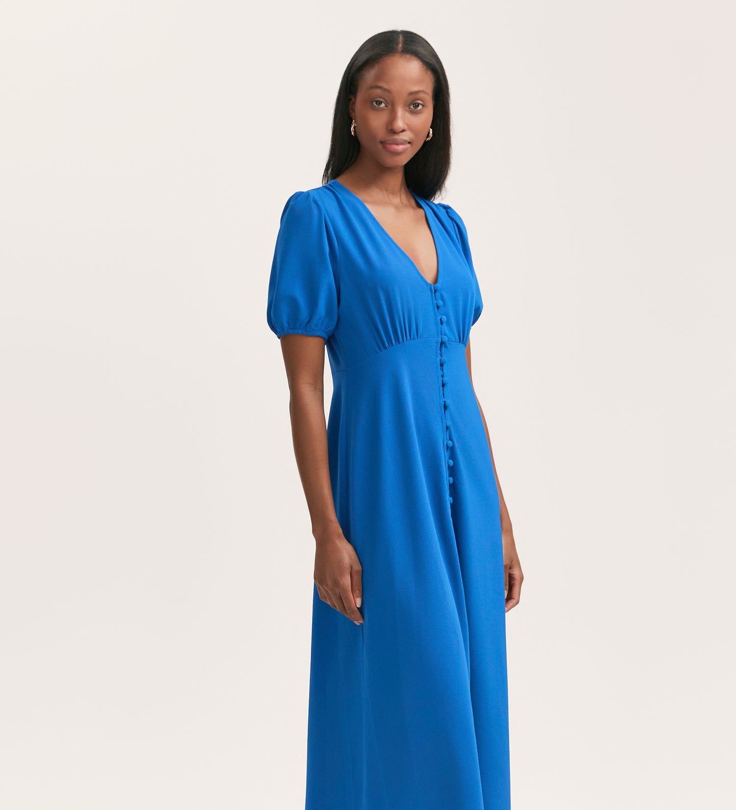 Robyn Cobalt Blue Crepe Midi Tea Dress