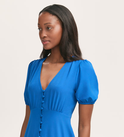 Robyn Cobalt Blue Crepe Midi Tea Dress