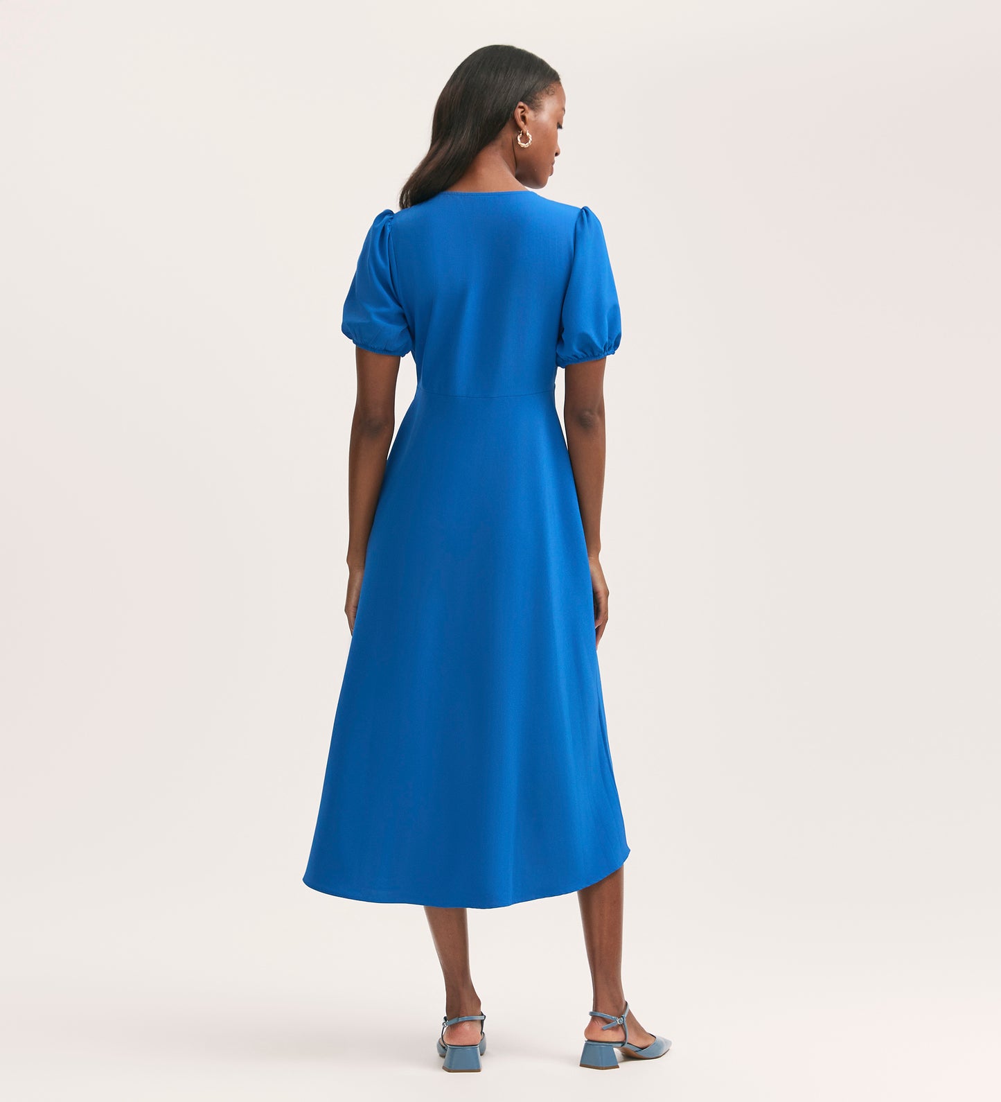 Robyn Cobalt Blue Crepe Midi Tea Dress