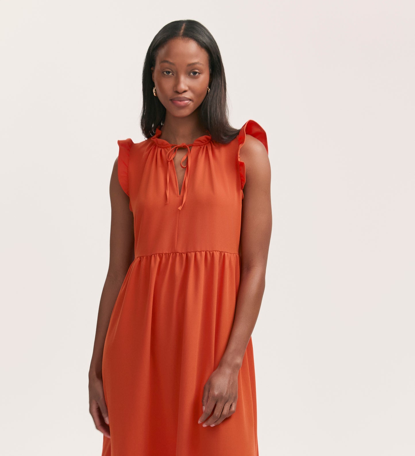 Scout Orange Crepe Midi Dress