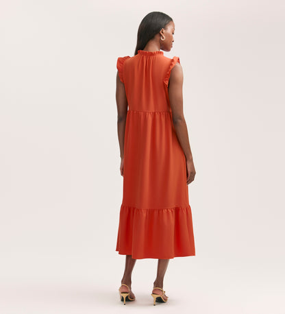 Scout Orange Crepe Midi Dress