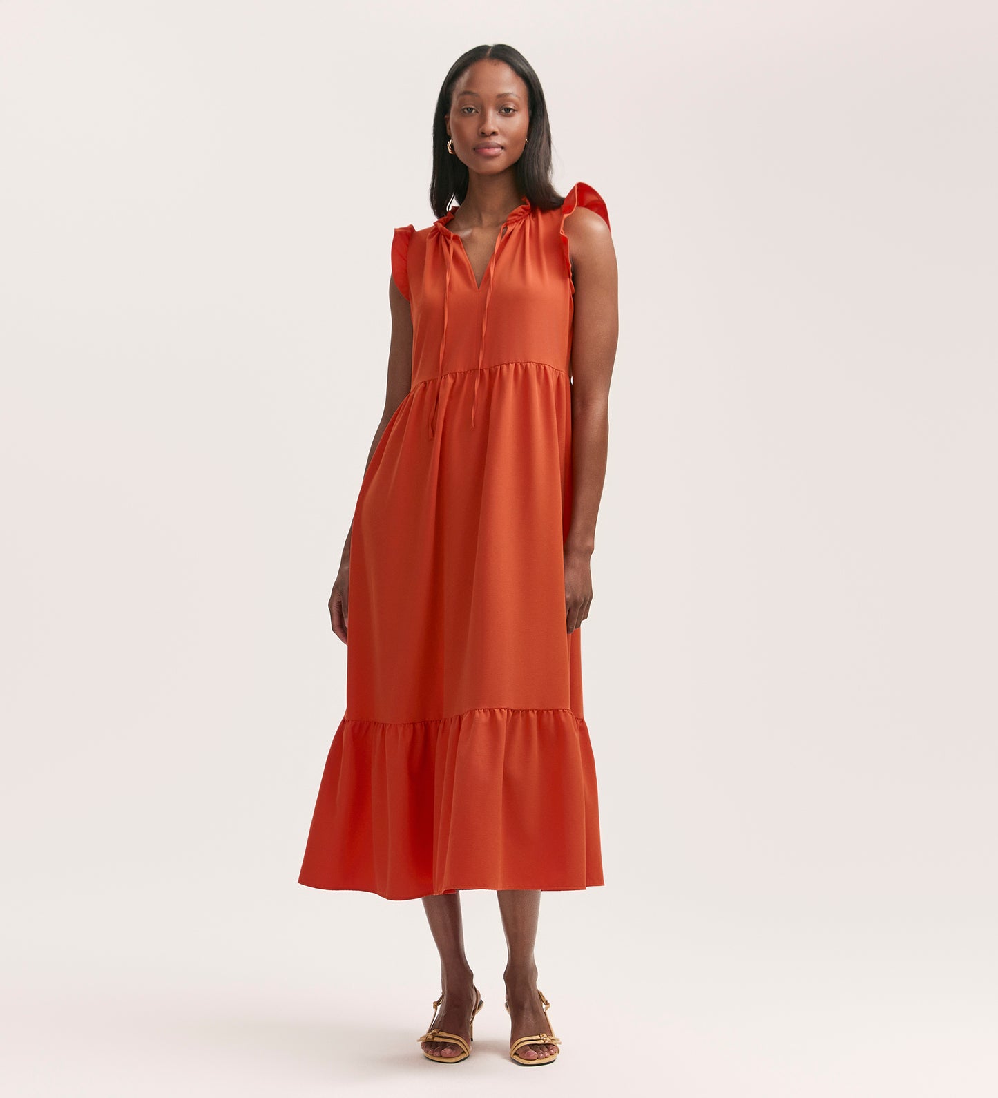 Scout Orange Crepe Midi Dress