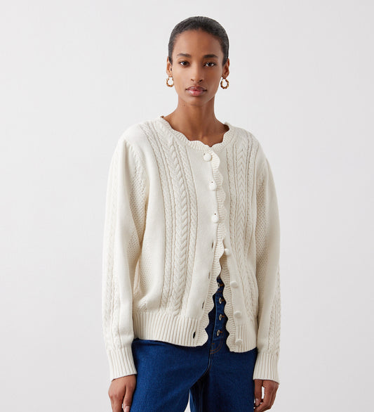 Sadie Ivory Button Front Cardigan